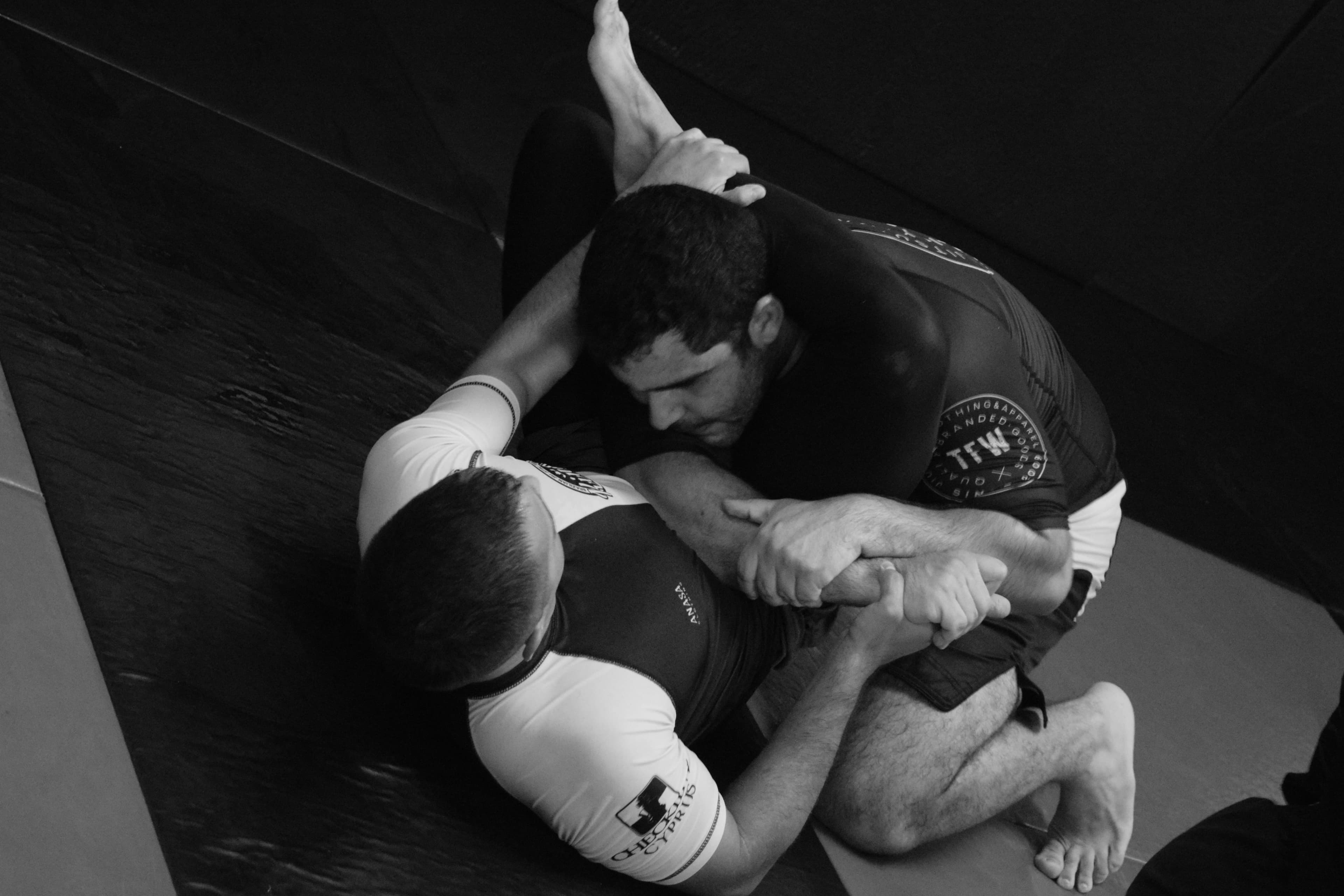 Members of our BJJ community in Paphos, Cyprus, posing as a team, showcasing our BJJ academy's camaraderie and unity.